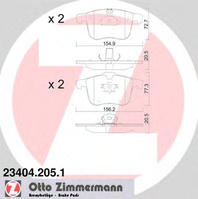 23404.205.1 ZIMMERMANN Brake System Brake Pad Set, disc brake