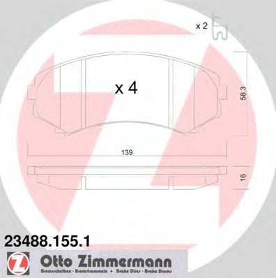 23488.155.1 ZIMMERMANN Brake System Brake Pad Set, disc brake