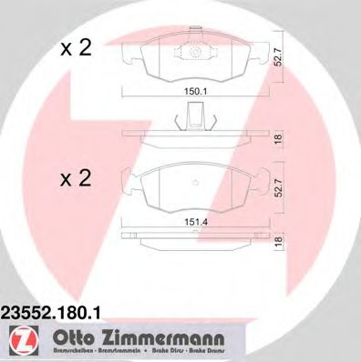 23552.180.1 ZIMMERMANN Brake Pad Set, disc brake
