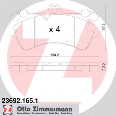 23692.165.1 ZIMMERMANN Тормозная система Комплект тормозных колодок, дисковый тормоз