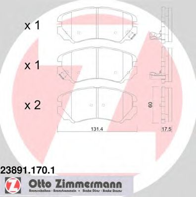 23891.170.1 ZIMMERMANN Brake System Brake Pad Set, disc brake