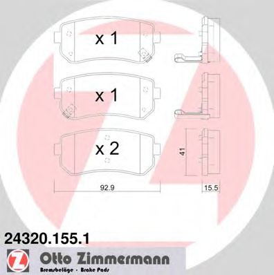 24320.155.1 ZIMMERMANN Brake System Brake Pad Set, disc brake