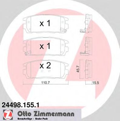 24498.155.1 ZIMMERMANN Brake System Brake Pad Set, disc brake