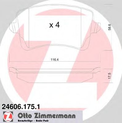 24606.175.1 ZIMMERMANN Brake System Brake Pad Set, disc brake