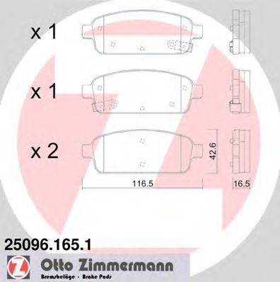 25096.165.1 ZIMMERMANN Brake Pad Set, disc brake