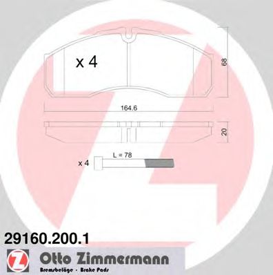 29160.200.1 ZIMMERMANN Brake System Brake Pad Set, disc brake