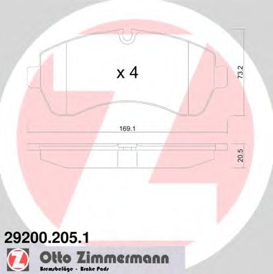 29200.205.1 ZIMMERMANN Brake System Brake Pad Set, disc brake