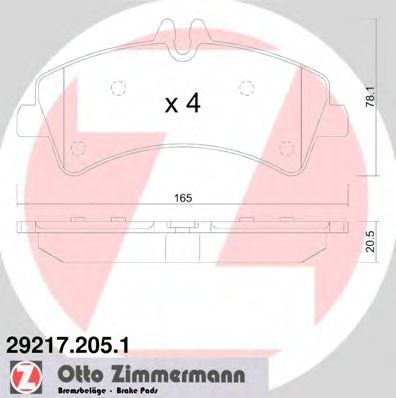 29217.205.1 ZIMMERMANN Brake Pad Set, disc brake