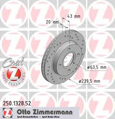 250.1328.52 ZIMMERMANN Тормозная система Тормозной диск