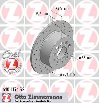 610.1171.52 ZIMMERMANN Brake System Brake Disc