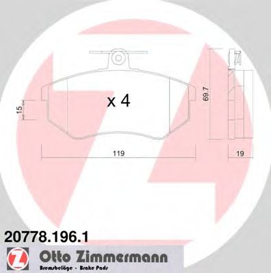 20778.196.1 ZIMMERMANN Brake System Brake Pad Set, disc brake