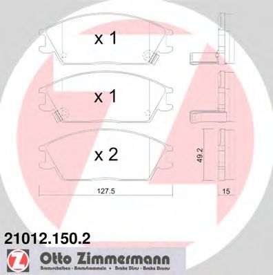 21012.150.2 ZIMMERMANN Brake System Brake Pad Set, disc brake