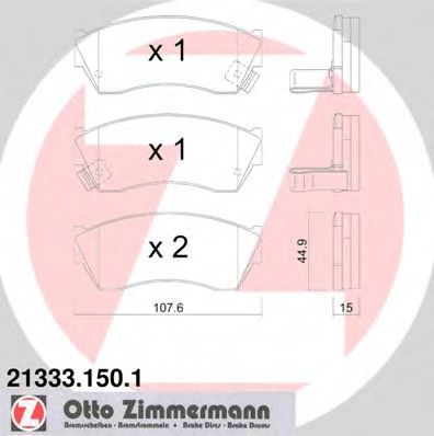 21333.150.1 ZIMMERMANN Тормозная система Комплект тормозных колодок, дисковый тормоз