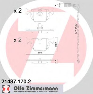 21487.170.2 ZIMMERMANN Brake System Brake Pad Set, disc brake