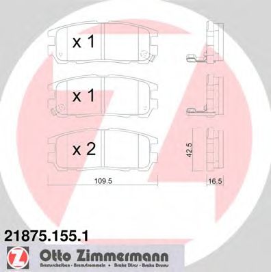 21875.155.1 ZIMMERMANN Brake Pad Set, disc brake