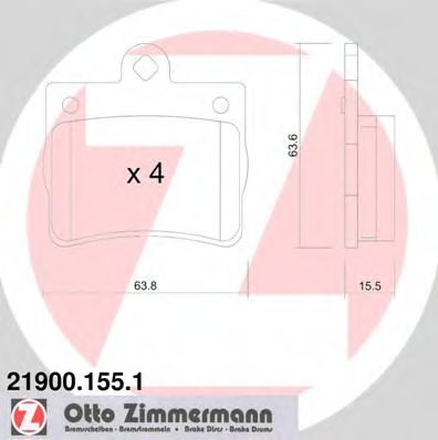 21900.155.1 ZIMMERMANN Тормозная система Комплект тормозных колодок, дисковый тормоз
