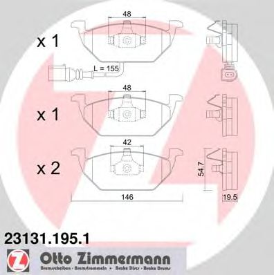 23131.195.1 ZIMMERMANN Brake System Brake Pad Set, disc brake