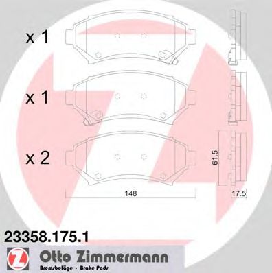 23358.175.1 ZIMMERMANN Brake System Brake Pad Set, disc brake