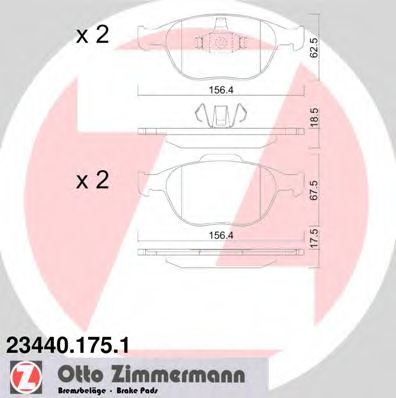 23440.175.1 ZIMMERMANN Brake System Brake Pad Set, disc brake