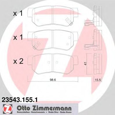 23543.155.1 ZIMMERMANN Brake System Brake Pad Set, disc brake