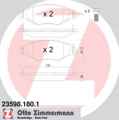 23598.180.1 ZIMMERMANN Brake System Brake Pad Set, disc brake