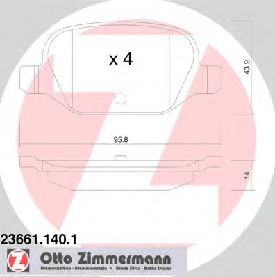 23661.140.1 ZIMMERMANN Brake Pad Set, disc brake