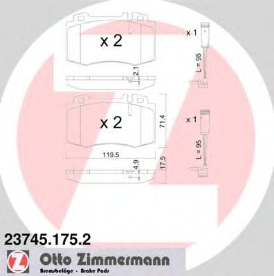 23745.175.2 ZIMMERMANN Brake System Brake Pad Set, disc brake