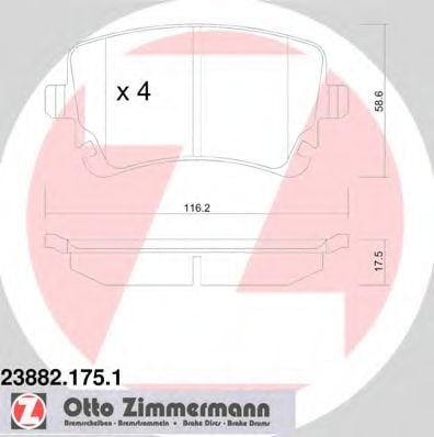 23882.175.1 ZIMMERMANN Brake System Brake Pad Set, disc brake