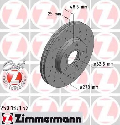 250.1371.52 ZIMMERMANN Brake System Brake Disc