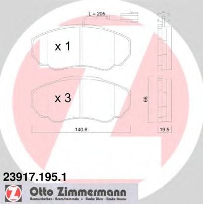 23917.195.1 ZIMMERMANN Brake Pad Set, disc brake