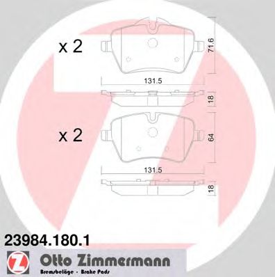 23984.180.1 ZIMMERMANN Brake System Brake Pad Set, disc brake