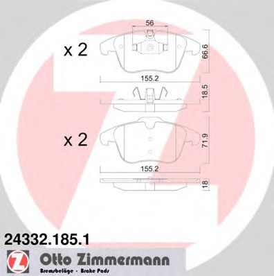 24332.185.1 ZIMMERMANN Brake System Brake Pad Set, disc brake