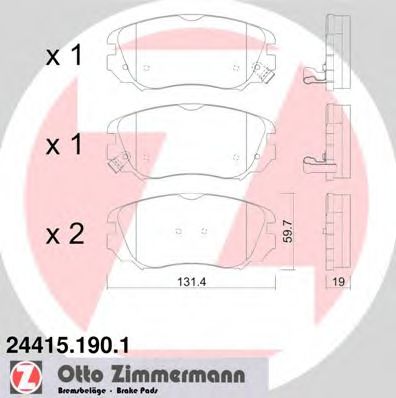 24415.190.1 ZIMMERMANN Brake System Brake Pad Set, disc brake