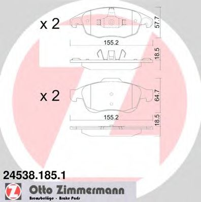 24538.185.1 ZIMMERMANN Brake System Brake Pad Set, disc brake