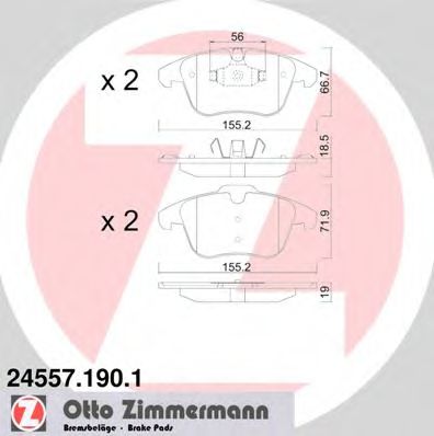 24557.190.1 ZIMMERMANN Brake System Brake Pad Set, disc brake
