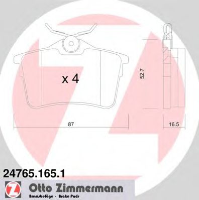 24765.165.1 ZIMMERMANN Brake System Brake Pad Set, disc brake