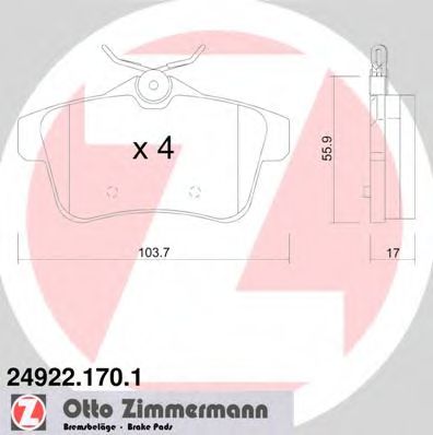 24922.170.1 ZIMMERMANN Brake System Brake Pad Set, disc brake