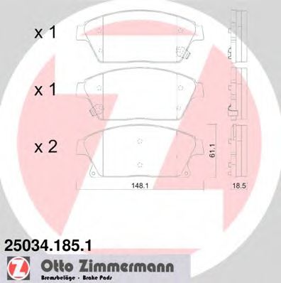 25034.185.1 ZIMMERMANN Brake Pad Set, disc brake