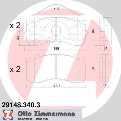 29148.340.3 ZIMMERMANN Brake Pad Set, disc brake