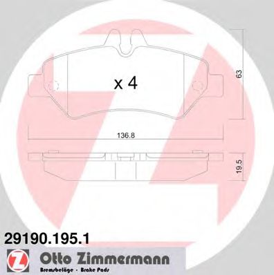 29190.195.1 ZIMMERMANN Brake Pad Set, disc brake