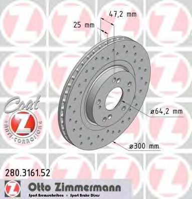 280.3161.52 ZIMMERMANN Brake System Brake Disc