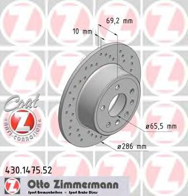 430.1475.52 ZIMMERMANN Brake System Brake Disc