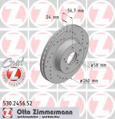 530.2456.52 ZIMMERMANN Brake System Brake Disc