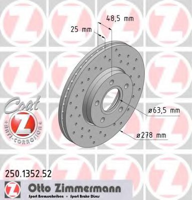 250.1352.52 ZIMMERMANN Brake System Brake Disc