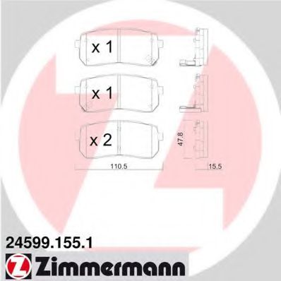 24599.155.1 ZIMMERMANN Brake System Brake Pad Set, disc brake