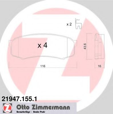 21947.155.1 ZIMMERMANN Brake System Brake Pad Set, disc brake