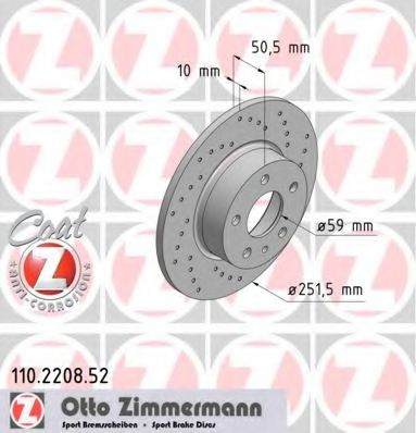 110.2208.52 ZIMMERMANN Brake System Brake Disc
