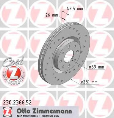 230.2366.52 ZIMMERMANN Brake System Brake Disc