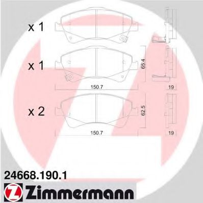 24668.190.1 ZIMMERMANN Brake Pad Set, disc brake