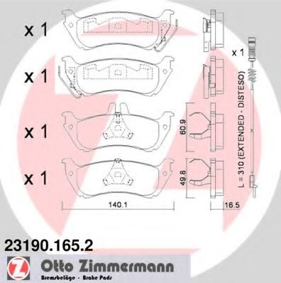 23190.165.2 ZIMMERMANN Тормозная система Комплект тормозных колодок, дисковый тормоз